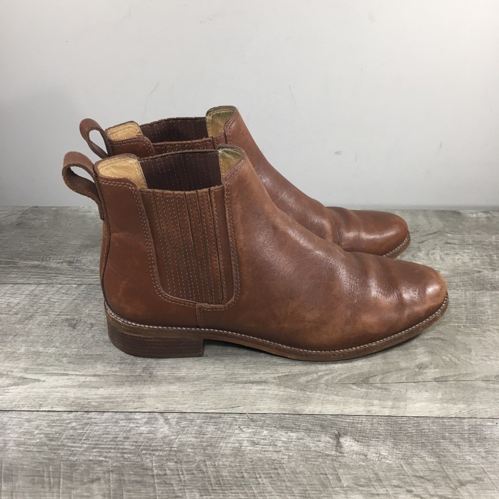 Madewell Ainsley Chelsea Brown Distressed Leather Women’s Pull On Boots Size 10